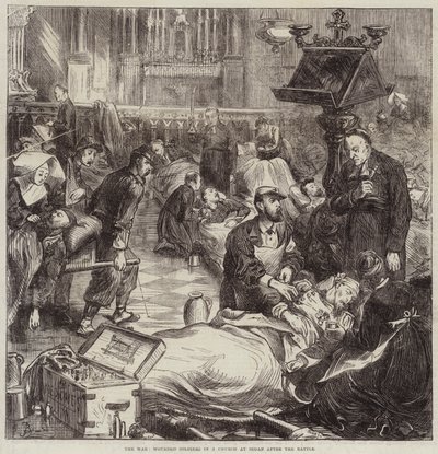 The War, Wounded Soldiers in a Church at Sedan after the Battle by Frederick Barnard